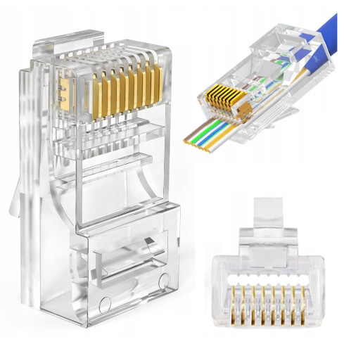 TV39 konektory RJ45, 50 ks, koncovky, konektory RJ45 pro síťový kabel, 50 ks