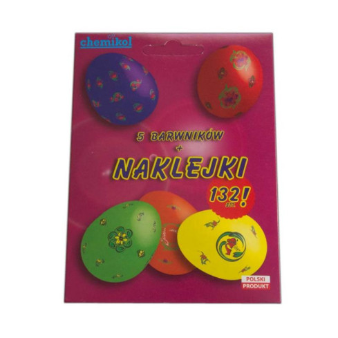 CHEM0083 samolepky + 5 barviv na velikonoční vajíčka, barviva na Velikonoce