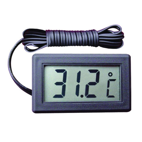 ZW9 elektronický teploměr s LCD displejem a sondou, panelový, s hodinami