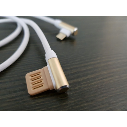 13679 kabel micro USB s bočním konektorem, nylon, 100 cm, hliník