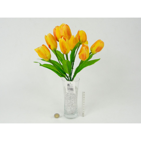 64901-p kytice tulipánů, 9 ks, oranžová, umělá, krásná