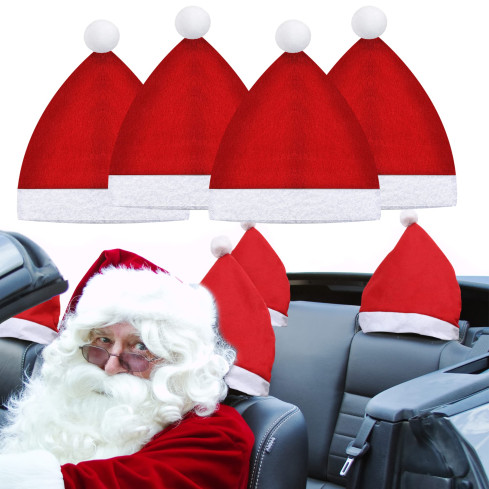 TG76548 potahy na opěrky hlavy do auta – čepice Santa Clause, sada 4 ks