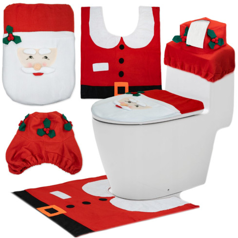 TG44434 koupelnová sada do WC a koupelny, vánoční motiv Santa Clause, potah, kobereček