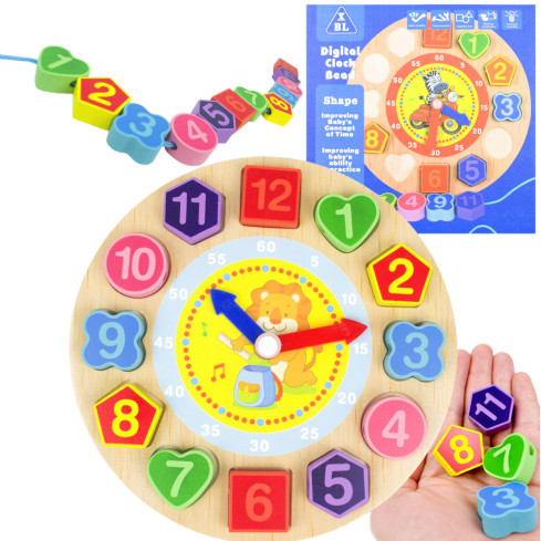 TG50015 dřevěné hodiny pro výuku číslic, kostky, puzzle