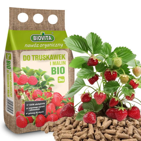 Organické hnojivo pro jahody a maliny, přírodní, BIO, granulát, Biovita, 3 kg