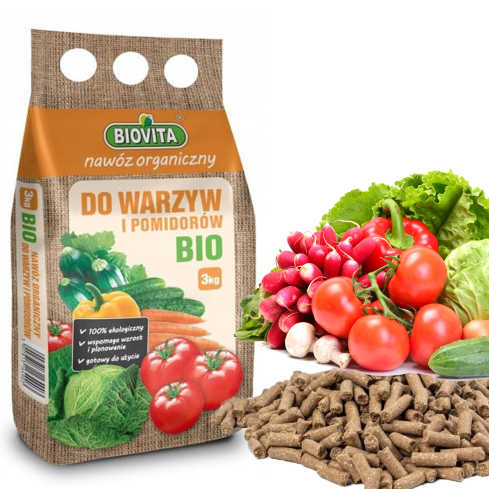 Organické hnojivo pro zeleninu a rajčata, přírodní, BIO, granulát, Biovita 3 kg