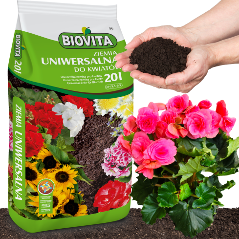 BIO7 BIOVITA UNIVERZÁLNÍ ZEMINA 20L PRO KVĚTINY ZELENÉ ROSTLINY