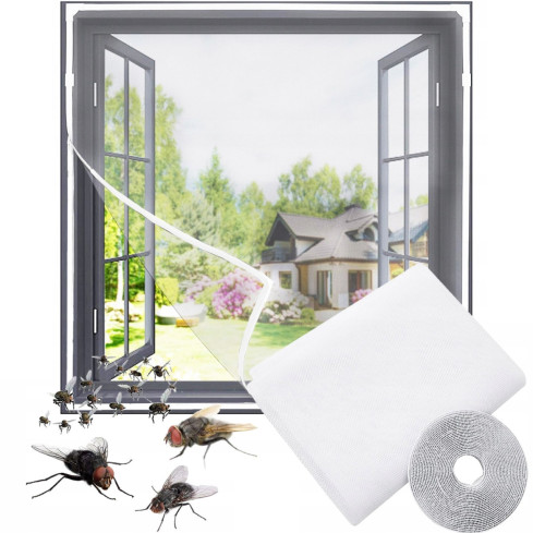 ZW73 okenní síť proti hmyzu, univerzální rozměry 130 × 150 cm, proti komárům a hmyzu + suchý zip