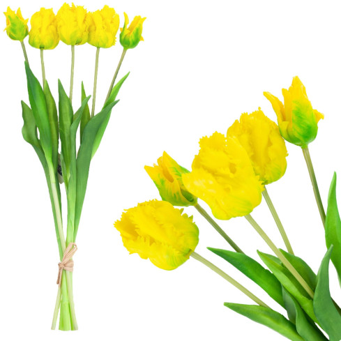 CV13899-3 tulipány, kytice tulipánů, papouščí tulipány, umělé květiny s gumovým povrchem, 5 ks, vypadají jako živé