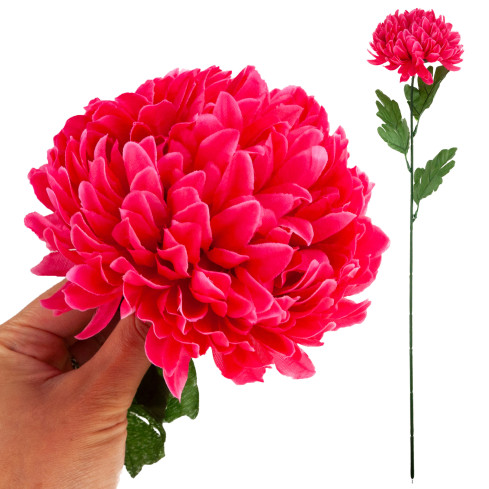 CV14384-13 chryzantéma, větvička 70 cm, umělé květiny do věnce, velký květ 13 cm na hrob, červená