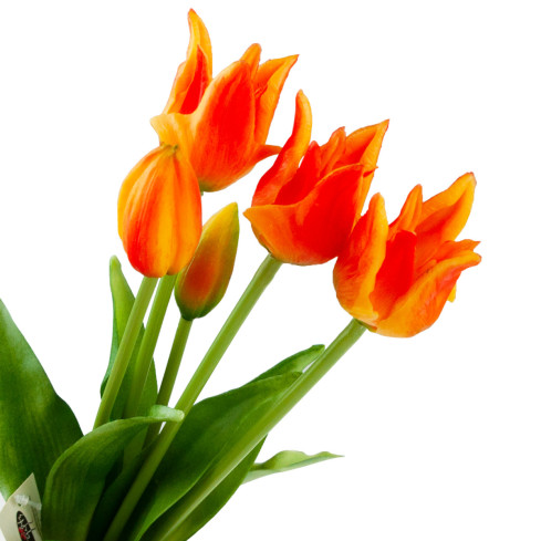 CV17691-4 tulipány papouščí tulipán kytice gumové jako živé oranžové