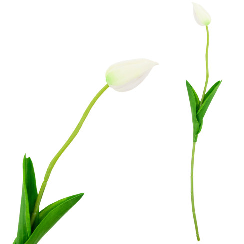 CV26799-1 umělý pogumovaný tulipán, bílý, krásný jako živý, pěnové tulipány, dekorace