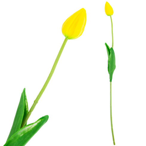 CV26799-4 umělý pogumovaný tulipán, žlutý, krásný jako živý, pěnové tulipány, dekorace