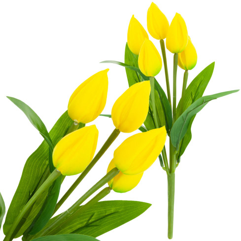 CV26806-3 velký kytice tulipánů, 5 ks, umělé květiny, tulipány v kytici, žluté