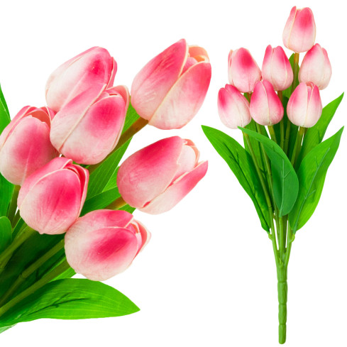 CV26807-8 tulipán, kytice z pěnových tulipánů X7, růžové umělé tulipány v kytici
