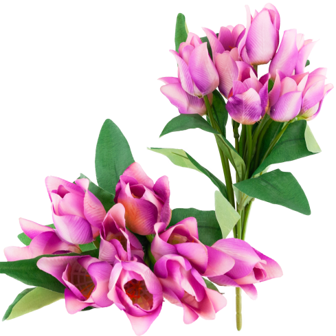 CV26811-7 kytice umělých tulipánů s perforací, 9 ks, fialová