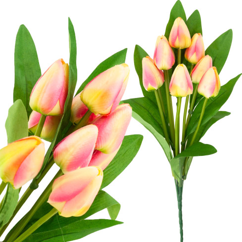 CV26813-4 tulipán, velká kytice tulipánů X9, umělé květiny, tulipány v kytici, růžové