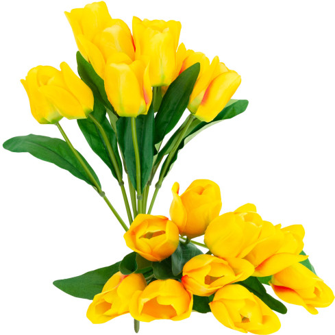 CV26815-2 velký kytice tulipánů X9 žluté umělé tulipány v kytici
