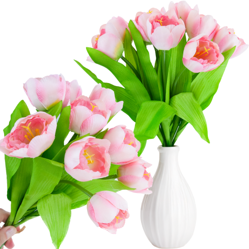 CV27020-5 kytice tulipánů, krásné jako živé, 9 kusů, růžové