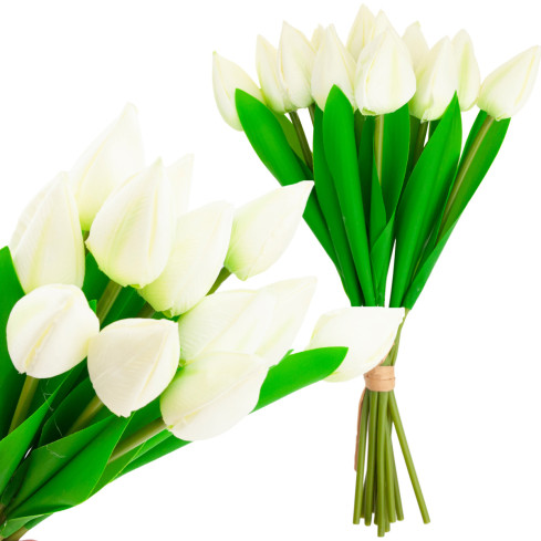 CV27025-1 tulipány, kytice tulipánů, krásná jako živé tulipány, bílé květy, 12 květů