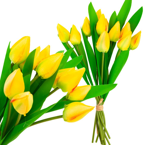 CV27025-3 velký kytice tulipánů X12 žlutá umělé květiny tulipány v kytici