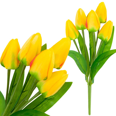 CV31225-2 tulipán, kytice pěnových tulipánů X5, žluté umělé tulipány v kytici