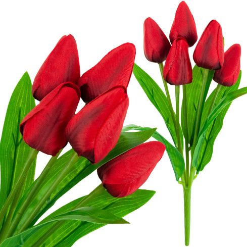 CV31225-5 tulipán, kytice tulipánů, krásná jako živé tulipány, červené květy, 5 ks