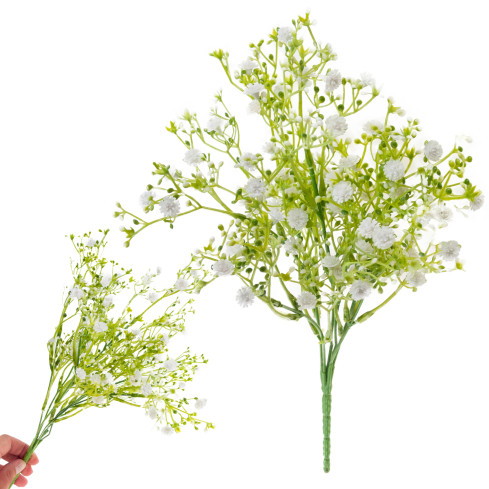 CV31709 – 1 ks umělých květin, které vypadají jako živé, bílá gypsophila, dekorace na hřbitov, do kytice