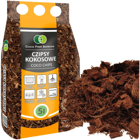 BIO3 biovita coco chips – kokosové chipsy, 5 l, substrát z kokosových štěpků a vláken pro rostliny a květiny