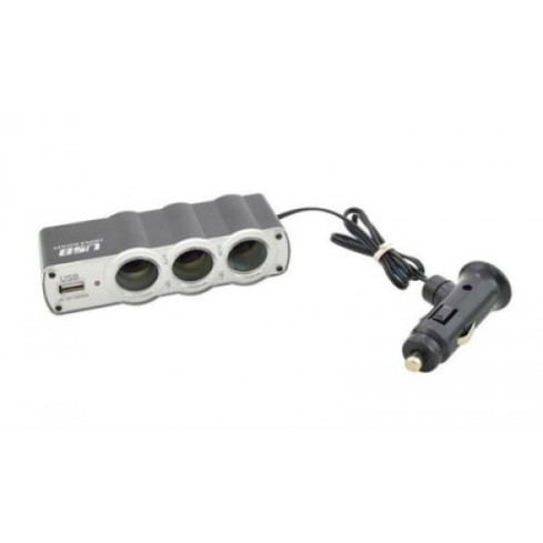 SM1 rozbočovač zapalovače se 3 zásuvkami + USB