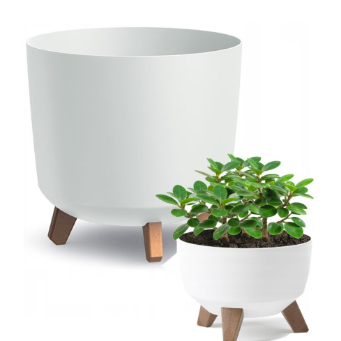 DGTL300L-S449 květináč s odvodněním na nožičkách, 30 cm, trubkový, bílá mísa