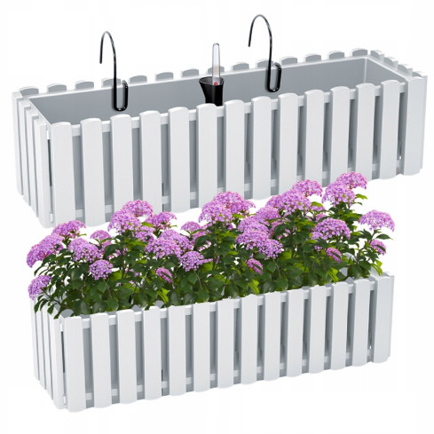 Balkonový květináč, zahradní květináč, bílý, Boardee Fencycase, 10 l