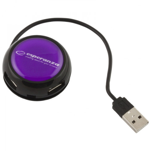 ES272F USB 2.0 rozbočovač se 4 porty, yoyo, fialový