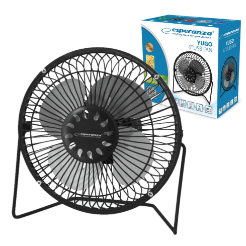 ES21C VENTILÁTOR USB VÝKONNÝ STOLNÍ KOVOVÝ ČERNÝ