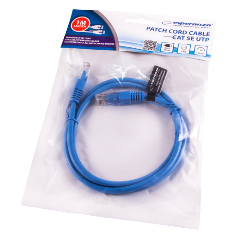 EB273B kabel UTP Cat 5e, propojka, 1 m, modrý