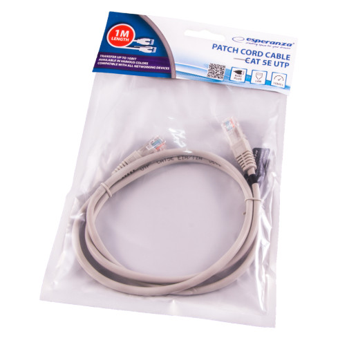 EB273E kabel UTP Cat 5e, propojka 1 m, šedá