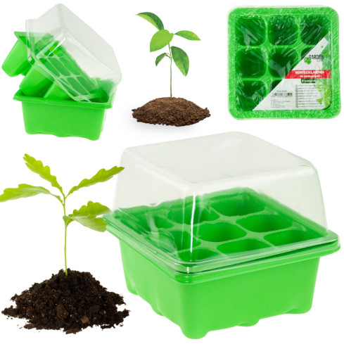 EDA8525 mini skleník, pařeniště pro klíčení, klíčička, sazenice, 9 komůr, 3,5 × 3,5 cm