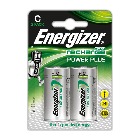 EN13 akumulátory Energizer C HR14 2500 mAh, 2 ks, Power PLUS C, dobíjecí baterie