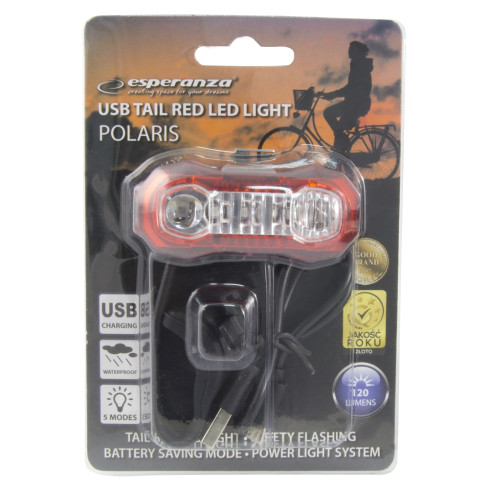 EOT021 zadní LED světlo na kolo s USB, 120 lumenů, 5 režimů, Polaris