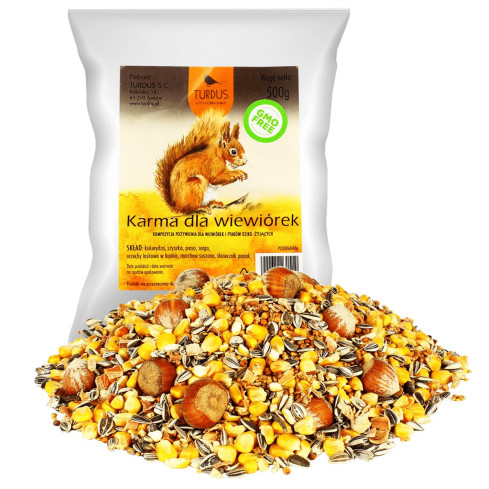 Krmivo pro veverky, potrava pro veverky, zdravá směs, Turdus, 500 g