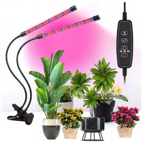 IM011 lampa pro růst rostlin a doplňkové osvětlení, 2ramenná, 40 LED, časovač + dálkové ovládání