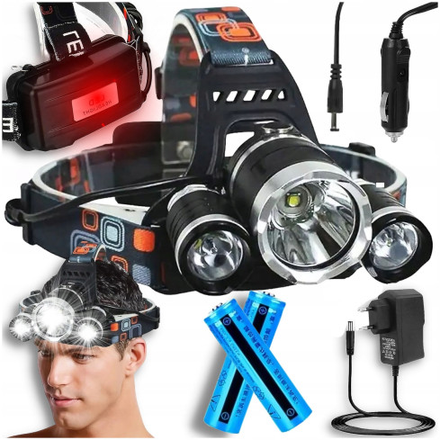 TG63200 čelovka LED se zoomem, Cree XML T6, výkon, 2 akumulátory + 2 nabíječky