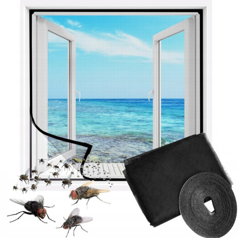ZZ80 síť proti hmyzu na okno 130x150 + suchý zip, černá, proti hmyzu a komárům