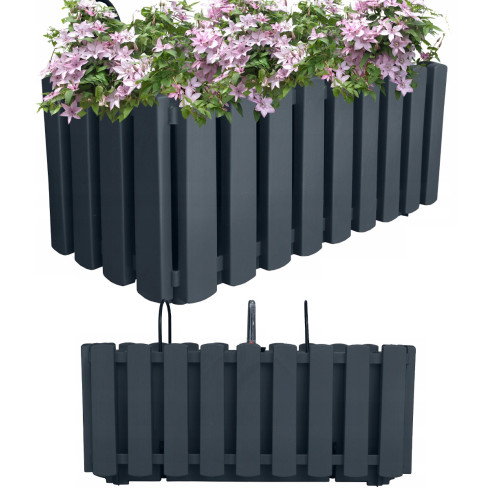 DDEF400W-S433 balkonový box, květináč 38 cm s úchyty, antracitová barva, měřič vlhkosti