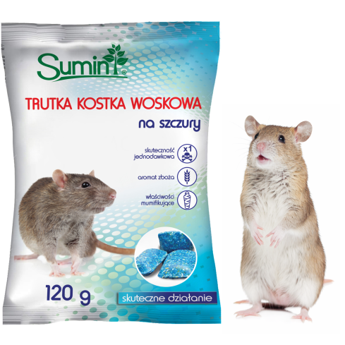 Jed na myši a krysy, jedová vosková kostka, 25 ppm, 120 g, Sumin