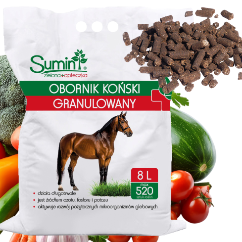 Hnojivo – koňský hnůj, granulované, přírodní, univerzální, Sumin, 8 l