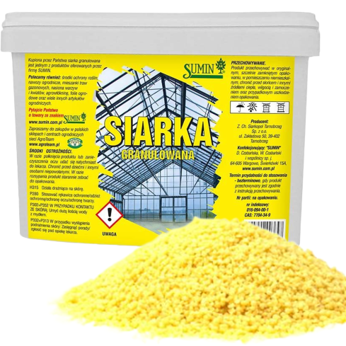 SUM85 – granulovaná síra, prostředek k dezinfekci půdy, skleníků a fóliových tunelů, 3 kg