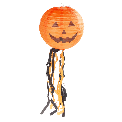 Závěsná dýňová lucerna, papírová, oranžová, ve tvaru dýně, halloweenská dekorace, 50 cm