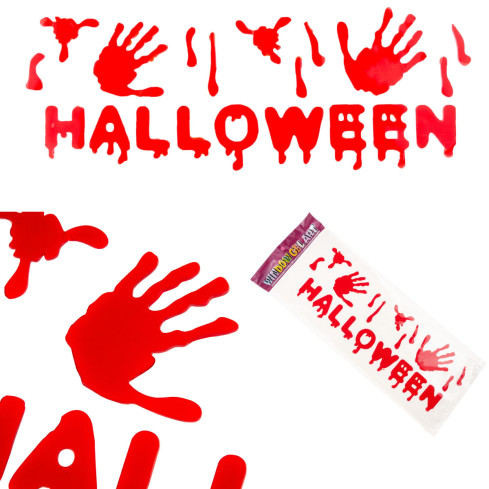 Krvavý transparent, nápis na sklo, z gelu, červený, halloweenská dekorace, 38 cm x 15 cm