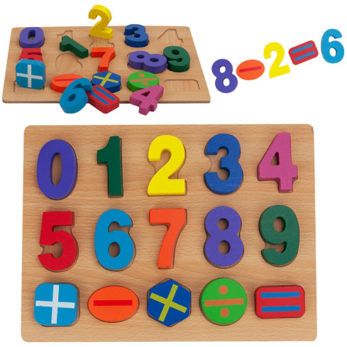 TG50034 dřevěné kostky s čísly – skládačka pro výuku počítání, čísličky, puzzle